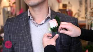 How to pin a buttonhole or boutonniere wedding flower [upl. by Burck19]