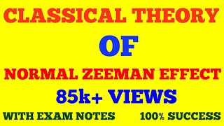 CLASSICAL THEORY OF NORMAL ZEEMAN EFFECT  EXPLANATION OF NORMAL ZEEMAN EFFECT  WITH EXAM NOTES [upl. by Niltiak277]