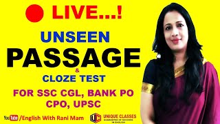 Unseen Passage in English Tricks  Comprehension Passages amp Cloze Test By Rani Mam [upl. by Anaeli]