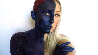 Mystique Xmen Makeup Tutorial “Mid Transformation” [upl. by Yttig251]