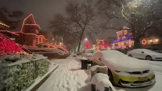 NYC LIFE 2020  Snow Walk Christmas in Dyker heightBrooklyn New York Dec16 [upl. by Xantha]