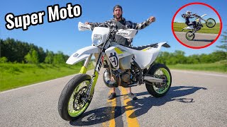 Wheelies on my New Super Moto Dirt Bike [upl. by Adnilasor591]