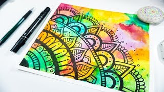 How To Draw An Easy Mandala  Watercolors [upl. by Hulda]