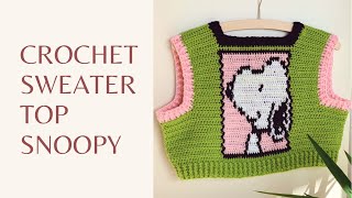 CROCHET SWEATER TOP SNOOPY  CROCHET BY BEV [upl. by Braunstein]