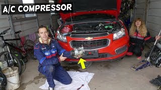 AIR CONDITIONER AC COMPRESSOR REPLACEMENT REMOVAL CHEVROLET CRUZE CHEVY SONIC [upl. by Nallid660]