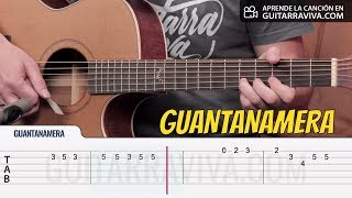 GUANTANAMERA Melodía fácil para guitarra Tutorial TABS  Guitarra Cover  Guitarraviva [upl. by Elaina]