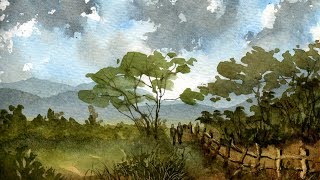 Watercolour Painting Landscape Demonstration [upl. by Zane]