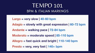 Tempo 101  BPM amp Italian Markings [upl. by Nasho]