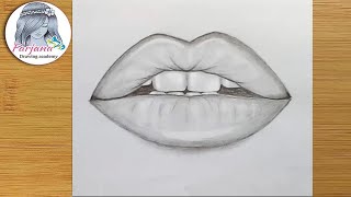 How to draw lips using pencil for beginners [upl. by Airetnahs]