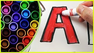 CRAYOLA Color Marker Learning ABC Letter Alphabets Colors and ABC Song [upl. by Nahallac]