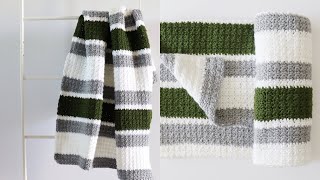 Beginner Striped Crochet Blanket [upl. by Anirdnajela779]