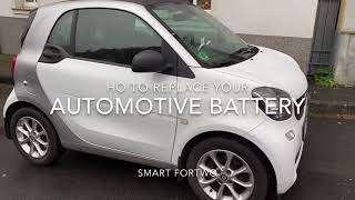 How to replace your starter battery  car start battery AGM replacement Smart ForTwo DIY [upl. by Norod604]