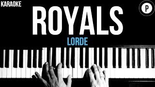 Lorde  Royals Karaoke SLOWER Acoustic Piano Instrumental Cover Lyrics [upl. by Azilef400]