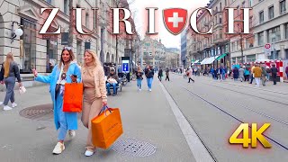 Switzerland Zurich 🇨🇭 Walking tour to Bahnhofstrasse from Münsterhof  City Center 4K 60fps [upl. by Regine]