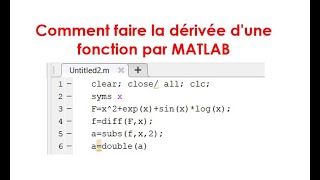 Comment faire la dérivée dune fonction par MATLAB [upl. by Innavoj]