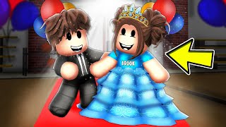 Baby Brooks FIRST SCHOOL DANCE In Roblox Brookhaven [upl. by Lunetta]