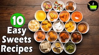 10 Easy Sweets  Indian Sweets  Quick and Easy Sweets Recipes  Instant Indian Sweets Recipes [upl. by Ihdin]