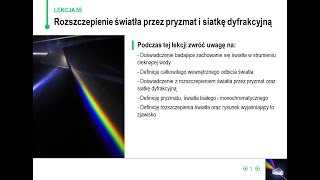 Fizyka  klasa 8  Rozszczepienie światła przez pryzmat i siatkę dyfrakcyjną [upl. by Agn570]