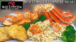 HOW TO MAKE A RED LOBSTER COPYCAT MEAL SNOW CRABS  SHRIMP SCAMPI  SHRIMP LINGUINE ALFREDO [upl. by Daniels348]