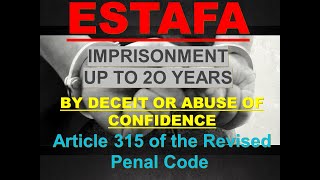 ESTAFA O SWINDLING CASE IN THE PHILIPPINES MAY NAKUKULONG BA SA UTANG  SCAM rpc tagalog [upl. by Attwood965]