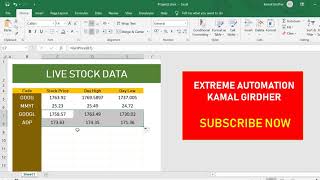 Live stocks data in Excel  Excel macro  VBA [upl. by Kristy101]