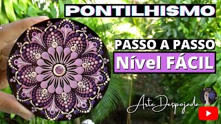 AULA DE PONTILHISMO NÍVEL FÁCIL 3 TÉCNICAS DE PONTILHISMO  MANDALA LILÁS ♡ 45 [upl. by Letram]