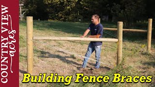 Installing Fence braces for field fencing [upl. by Hartzell435]