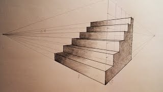 How to draw  Two point perspective  stairs  tutorial [upl. by Galliett]