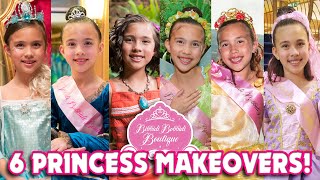 6 DISNEY PRINCESS MAKEOVERS at Bibbidi Bobbidi Boutique at 6 LOCATIONS [upl. by Earized992]