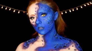 XMen Last Stand Mystique Body Painting Makeup Tutorial [upl. by Johannah]