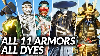 Ghost of Tsushima  All 11 Armor Sets amp All Dyes how to get them [upl. by Timofei]