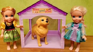 Pet Vet  Elsa amp Anna toddlers take their dog to Barbie the doctor [upl. by Everara44]