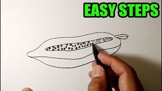 How to draw a half cut papaya  EASY DRAWING IDEAS [upl. by Eelac]