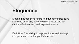 Eloquence Meaning [upl. by Hsara]