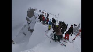 How to drop into Corbets Couloir when hard packed [upl. by Horowitz]