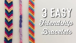 3 EASY BEGINNERS FRIENDSHIP BRACELETS  Twisted Striped amp Chevron [upl. by Alake]