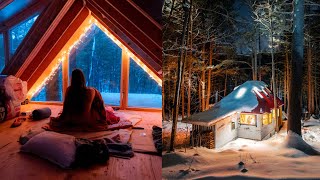 First Winter Overnight in my Off Grid Cabin [upl. by Belinda]