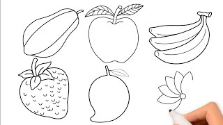 How to draw fruits for beginners fresh fruits and vegetables drawing [upl. by Bj]