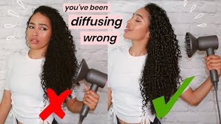 HOW TO DIFFUSE CURLS IN 10 MINUTES NO FRIZZ NO SHRINKAGE [upl. by Patience324]