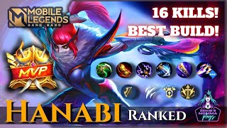 Mobile Legends HANABI Gameplay 9  16 KILLS BEST BUILD amp EMBLEM FAST ATTACK SPEED [upl. by Spiegleman]