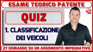 QUIZ  DEFINIZIONI E CLASSIFICAZIONE VEICOLI [upl. by Uv]