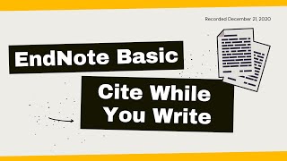 EndNote Basic Cite While You Write CWYW [upl. by Hgielsel]