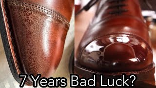 HOW TO FIX A CRACKED MIRROR SHINE Allen Edmonds Park Avenue Shoe Shine Tutorial [upl. by Aidahs]