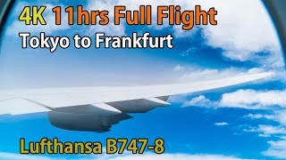 Full flight video Tokyo Haneda to Frankfurt LH717 B7478 Lufthansa 4K [upl. by Lewison]