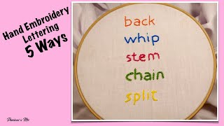 5 Ways to Hand Embroider Letters Lettering  Beginners [upl. by Anerul]