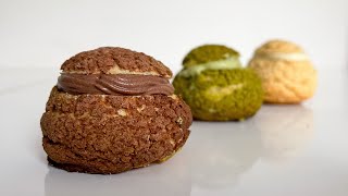 Choux au Craquelin  3 flavours Matcha Vanilla and Dark chocolate [upl. by Harte]