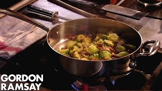 Gordon Ramsays Brussels Sprouts With Pancetta amp Chestnuts [upl. by Olbap]