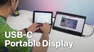 HP EliteDisplay S14 USBC portable display review Perfect for Surface Go [upl. by Guyer401]