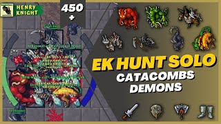 TIBIA EK HUNT SOLO 28 CATACOMBS DEMONS  ORAMOND [upl. by Tolmann]