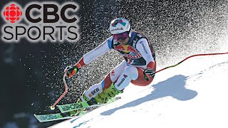 Swiss skier Urs Kryenbuehl crashes across finish line at Kitzbuhel downhill [upl. by Sasnak920]